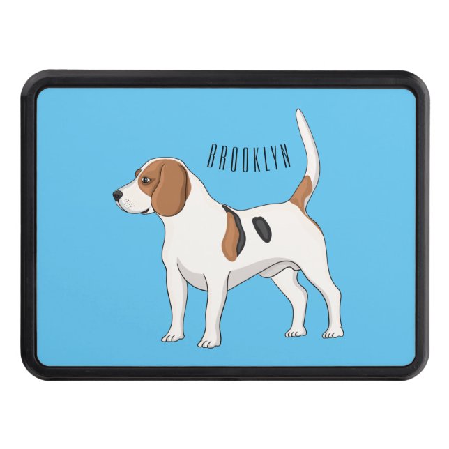 Beagle dog cartoon illustration  trailer hitch cover (Front)