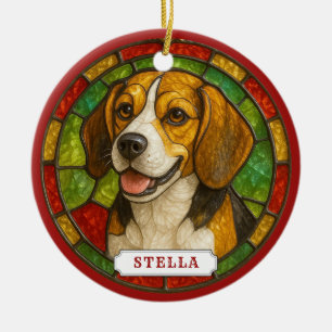 Beagle Dog Ceramic Circle Ornament