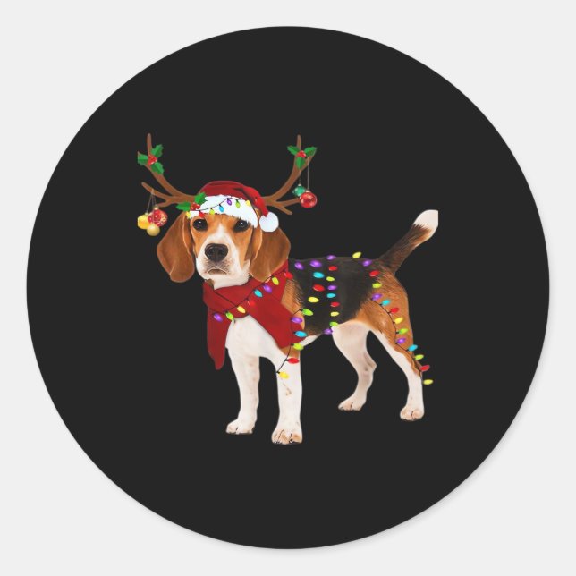 beagle dog christmas Classic T-Shirt Classic Round Sticker (Front)
