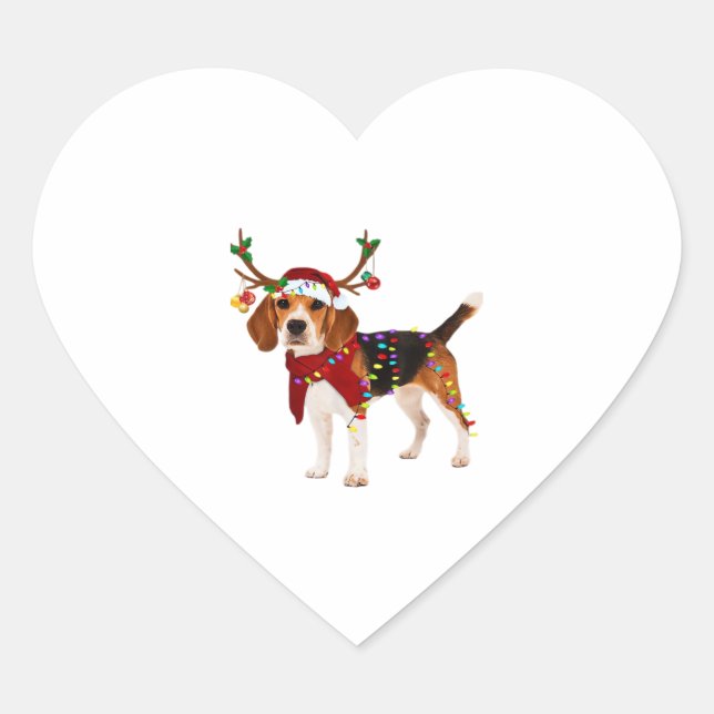 beagle dog christmas Classic T-Shirt Heart Sticker (Front)