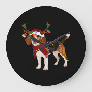 beagle dog christmas Classic T-Shirt Large Clock
