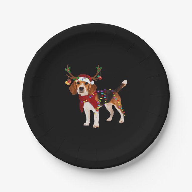 beagle dog christmas Classic T-Shirt Paper Plate (Front)