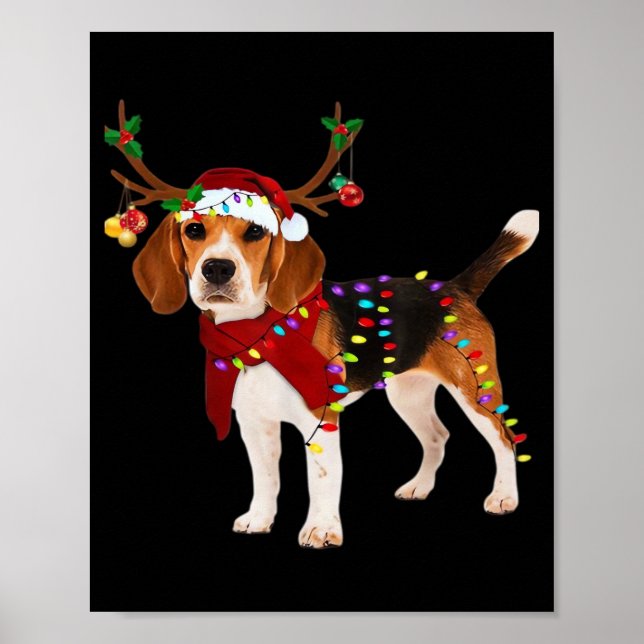 beagle dog christmas Classic T-Shirt Poster (Front)