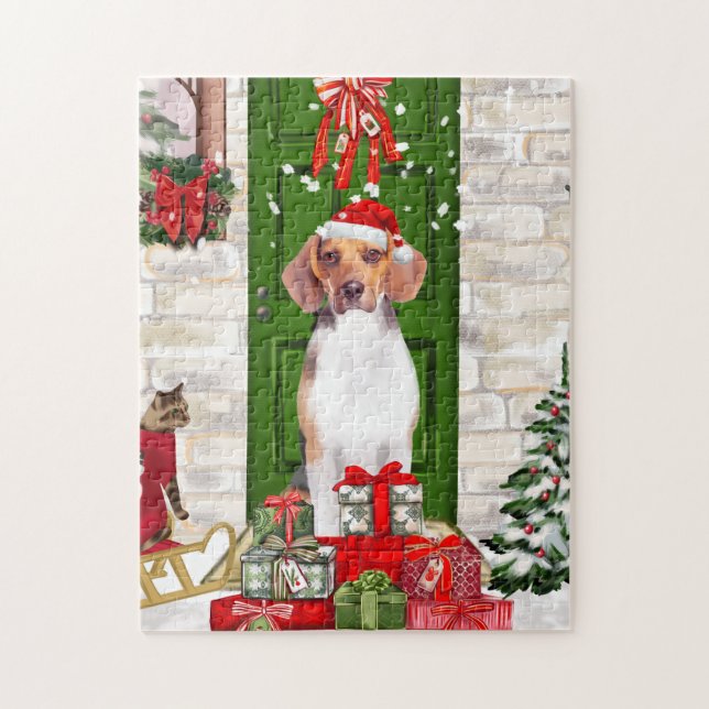 Beagle Dog Christmas   Jigsaw Puzzle (Vertical)
