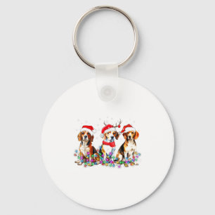 Beagle Dog Christmas Lights Cute Pet Matching Fami Keychain