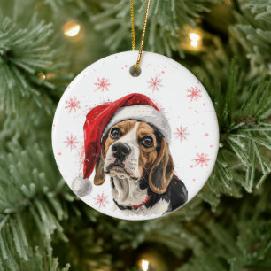 Beagle Dog Christmas Personalized Ceramic Ornament