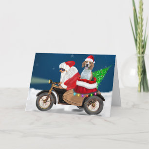 Beagle Dog Christmas Santa Claus  Card