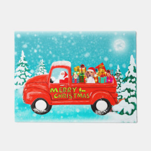Beagle Dog Christmas Santa Delivery Truck Doormat