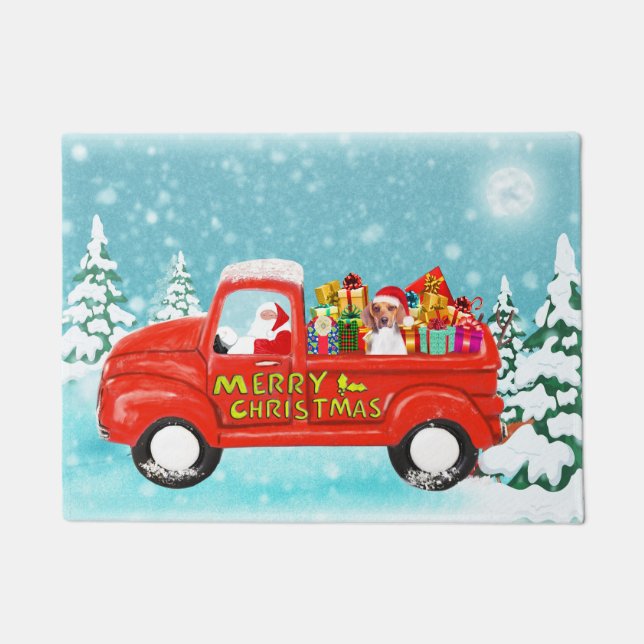 Beagle Dog Christmas Santa Delivery Truck Doormat (Front)