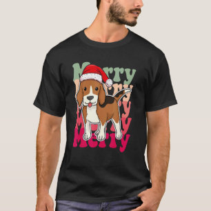 Beagle Dog Christmas Santa Hat Matching Family T-Shirt