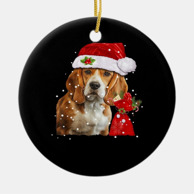 Beagle Dog Christmas T Shirt Christmas Dog Essenti Ceramic Ornament (Front)