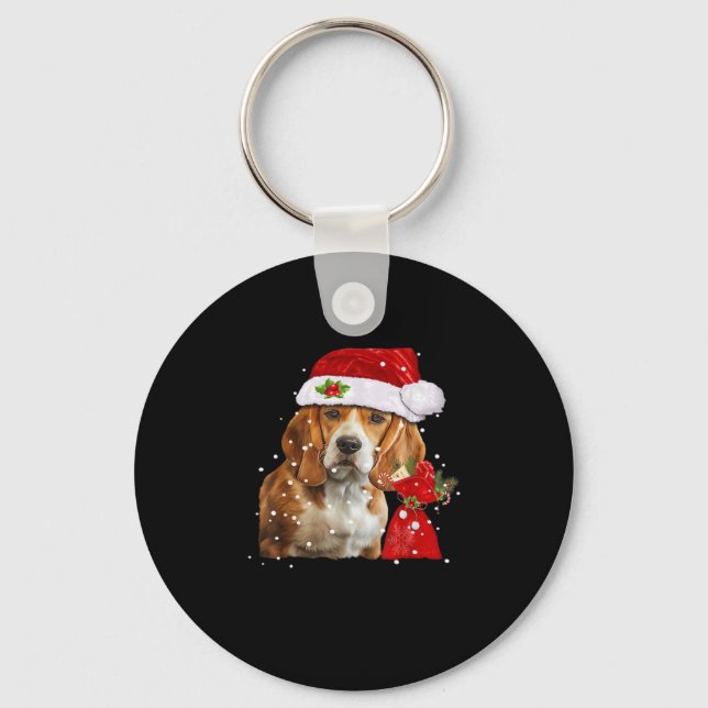 Beagle Dog Christmas T Shirt Christmas Dog Essenti Keychain (Front)