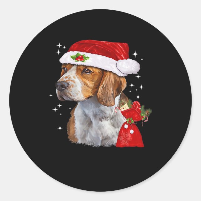 Beagle Dog Christmas T Shirt Dog Family Christmas  Classic Round Sticker (Front)