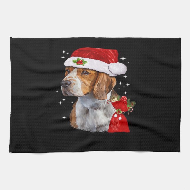 Beagle Dog Christmas T Shirt Dog Family Christmas  Kitchen Towel (Horizontal)
