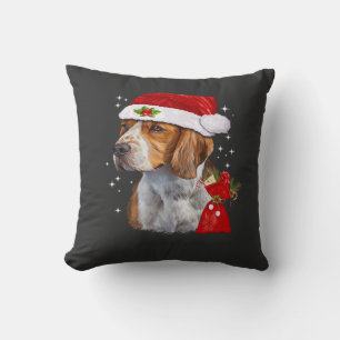 Beagle Dog Christmas T Shirt Dog Family Christmas Throw Pillow