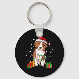 Beagle Dog Christmas Tree Lights Santa Dog Xmas Gi Keychain