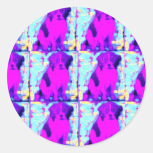 beagle dog collage classic round sticker