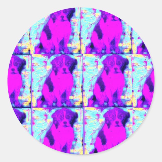 beagle dog collage classic round sticker (Front)