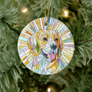 Beagle dog - Colourful Mosaic art Ceramic Ornament