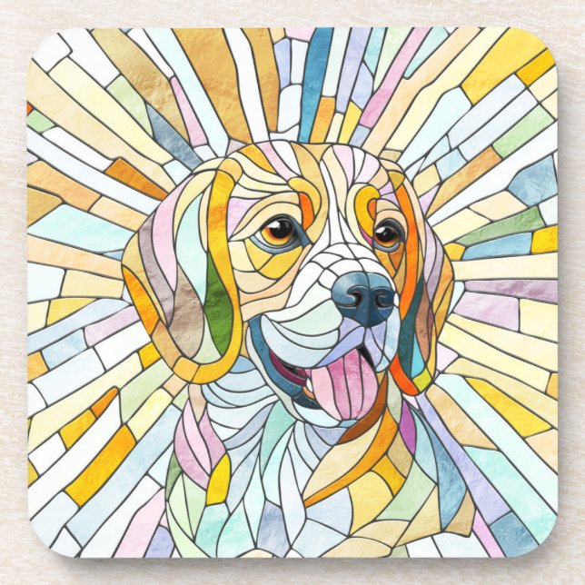 Beagle dog - Colourful Mosaic art Coaster (Front)