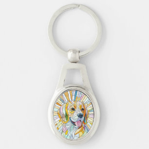 Beagle dog - Colourful Mosaic art Keychain