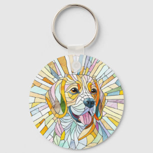 Beagle dog - Colourful Mosaic art Keychain