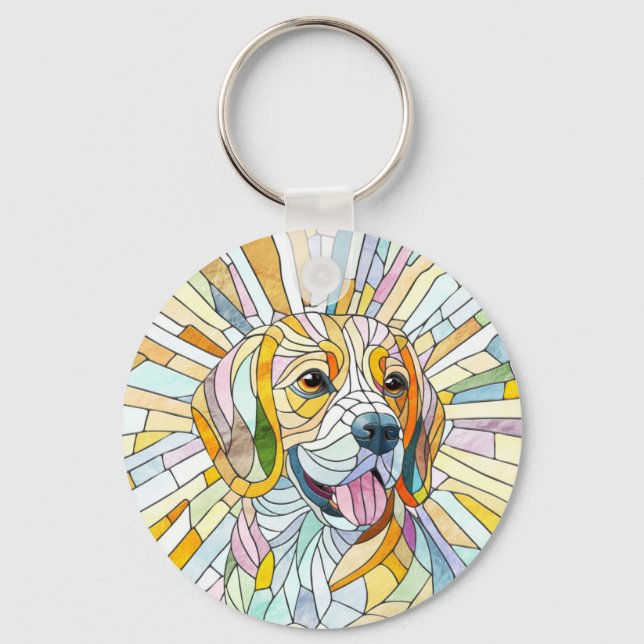 Beagle dog - Colourful Mosaic art Keychain (Front)