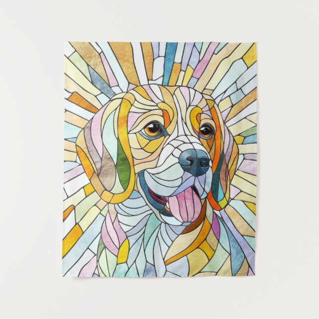 Beagle dog - Colourful Mosaic art Tapestry (Front)