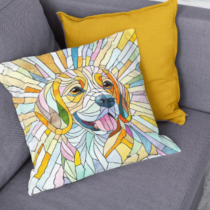 Beagle dog - Colourful Mosaic art Throw Pillow