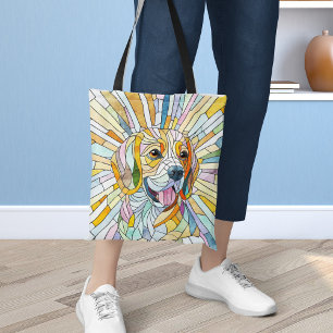 Beagle dog - Colourful Mosaic art Tote Bag