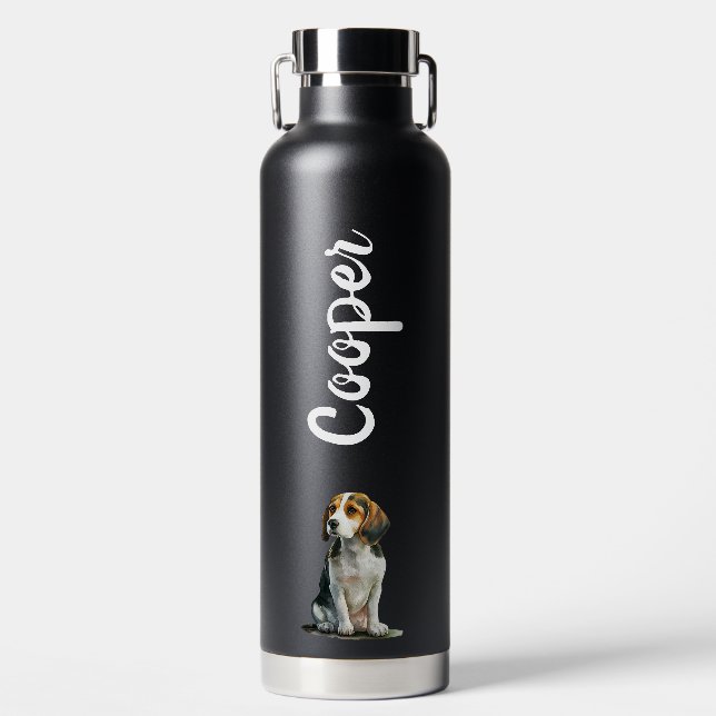 Beagle Dog Custom with Dog's Name Water Bottle (Front)