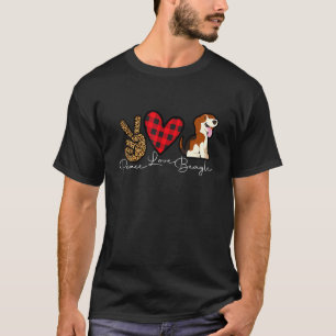 Beagle Dog  Cute Peace Love Puppy T-Shirt