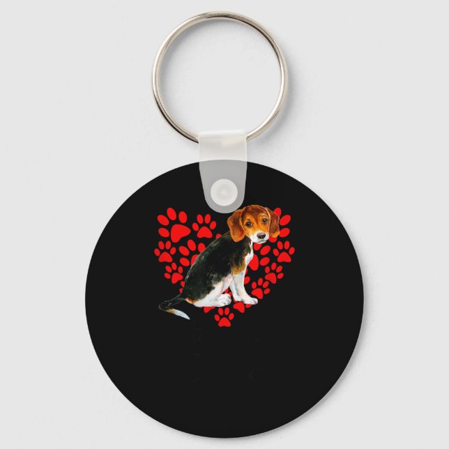 Beagle Dog Cuter Than Cupid Valentines Day  Keychain (Front)