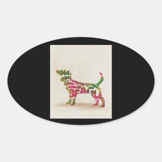 Beagle Dog Cuties Oval Sticker