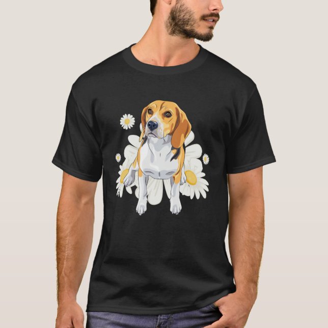 Beagle Dog Daisy Flower Floral Beagle T-Shirt (Front)