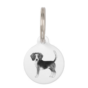 Beagle Dog Design In Black And White With Text Pet Tag