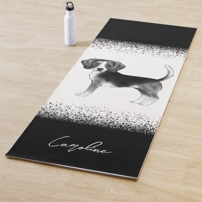 Beagle Dog Design In Black And White With Text Yoga Mat (In Situ)