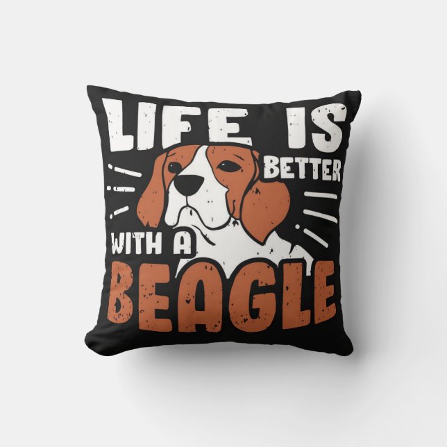 Beagle Dog Design Throw Pillow (Front)
