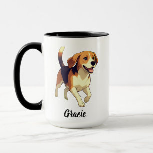 Beagle Dog Design with Customized Name Mug