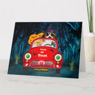 Beagle Dog Driving Car Scary Halloween Card