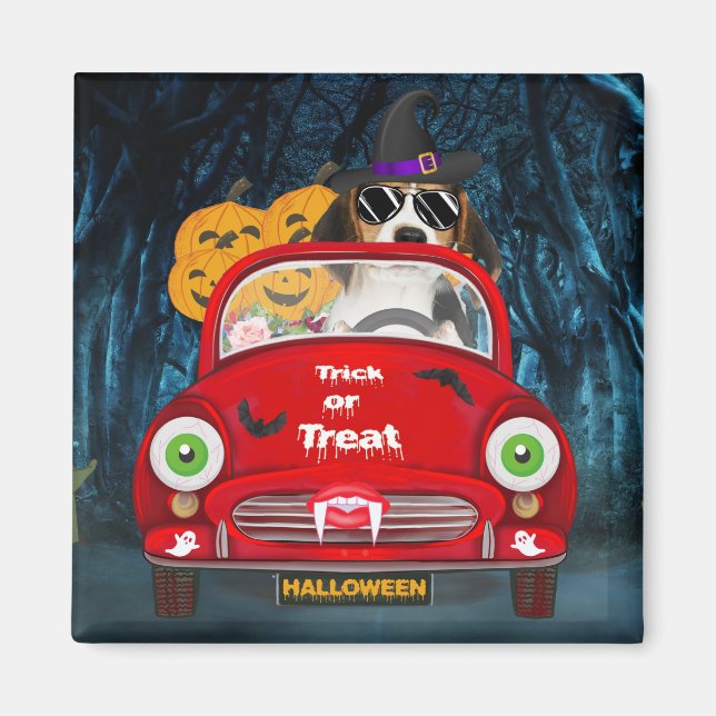 Beagle Dog Driving Car Scary  Magnet (Front)