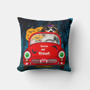 Beagle Dog Driving Car Scary Throw Pillow