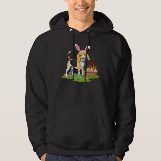 Beagle Dog Easter Egg Hunting Bunny Beagle Easter  Hoodie (Front)
