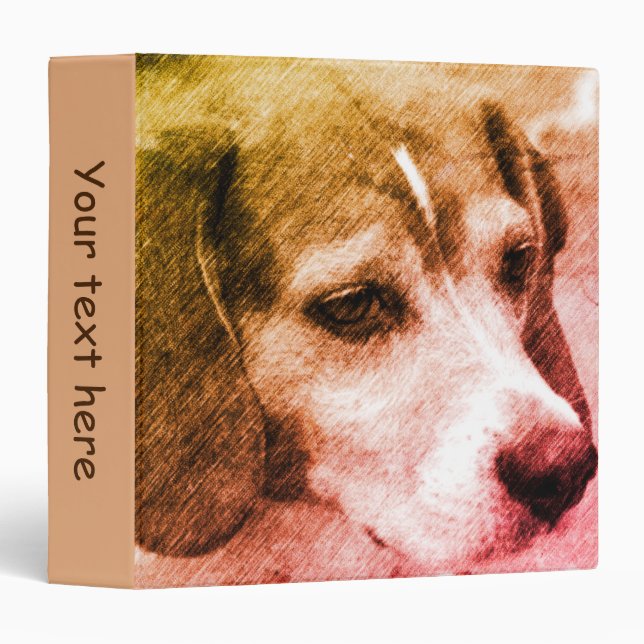 Beagle Dog Face Pencil Art Personalized Binder (Front/Spine)