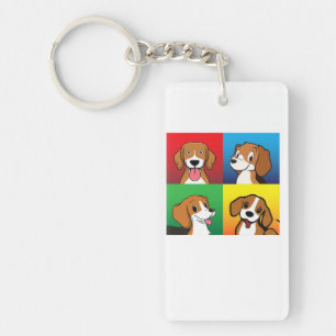 Beagle Dog Faces Happy Day To Mother Father Mommy Keychain