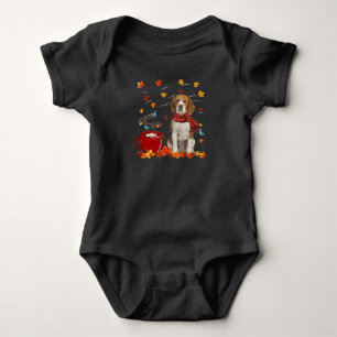 beagle dog  fall chocolate autumn lover baby bodysuit