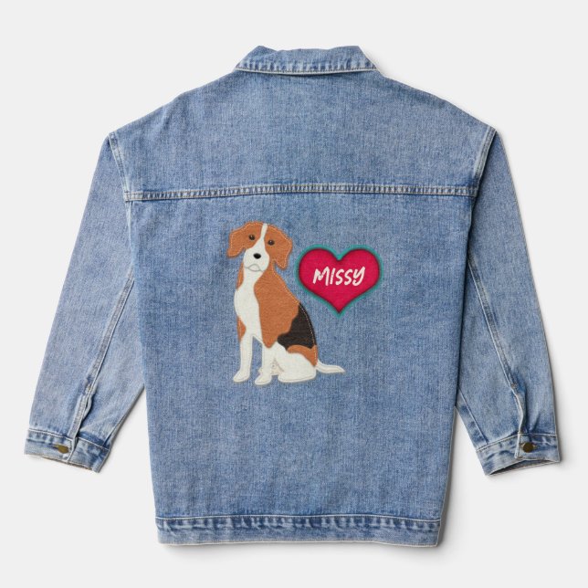 Beagle Dog Felt Look You Personalize the Name Denim Jacket (Back)