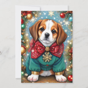 Beagle Dog Festive Christmas Sweater  Holiday Card