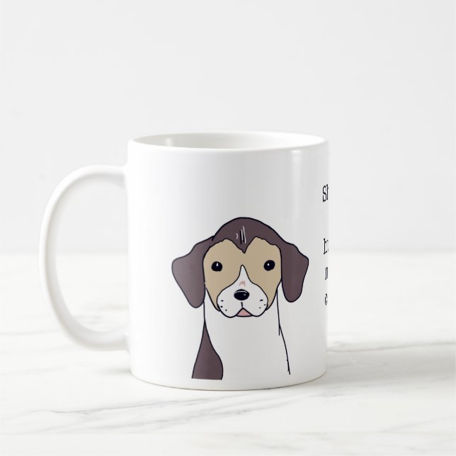 Beagle Dog Funny Coffee Quote Illustration Mug (Left)