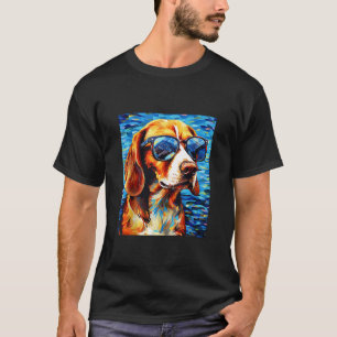 Beagle Dog Funny Van Gogh Starry Night Funny Art T T-Shirt